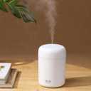 Portable Mini Humidifier, Colorful, Cool Mist, USB Powered. Perfect for Bedroom, Office & Car (300ml, White)