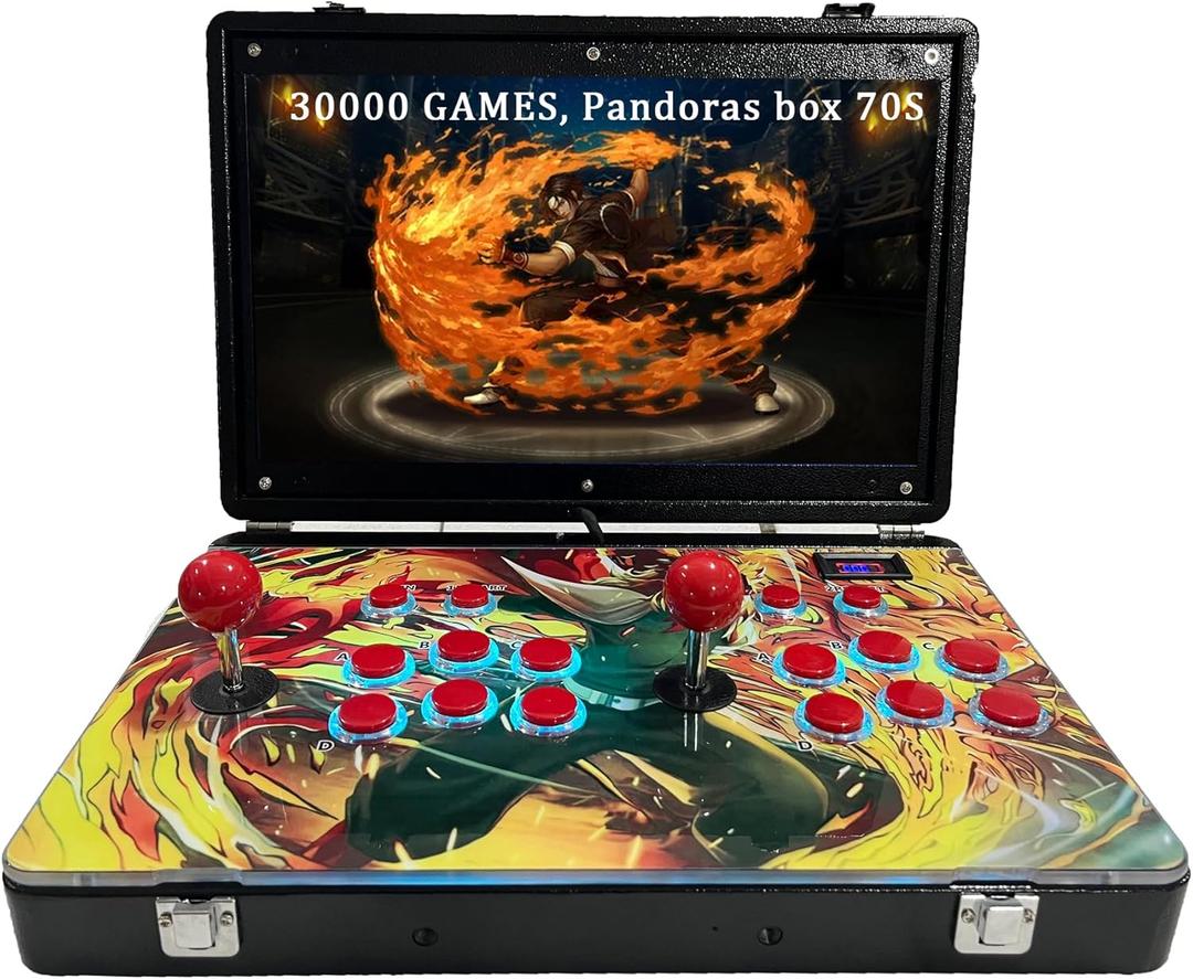 RegiisJoy 30000 in 1 Portable Arcade Game Console 18-inch HD Screen Dual Players Pandoras Box 70S,Retro Video Game Machine Metal Box Search/Hide/Save/Load/Pause Games