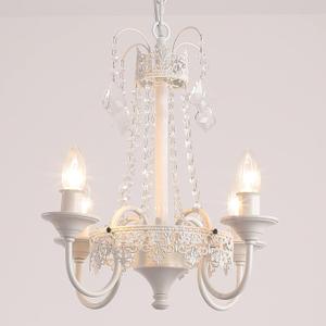K9 Crystal Mini French Country Chandelier 4 Lights Candle White Chandelier Light Fixtuer for Dining Living Room Bedroom,Girl Room,E12,W18.3 X H17.9