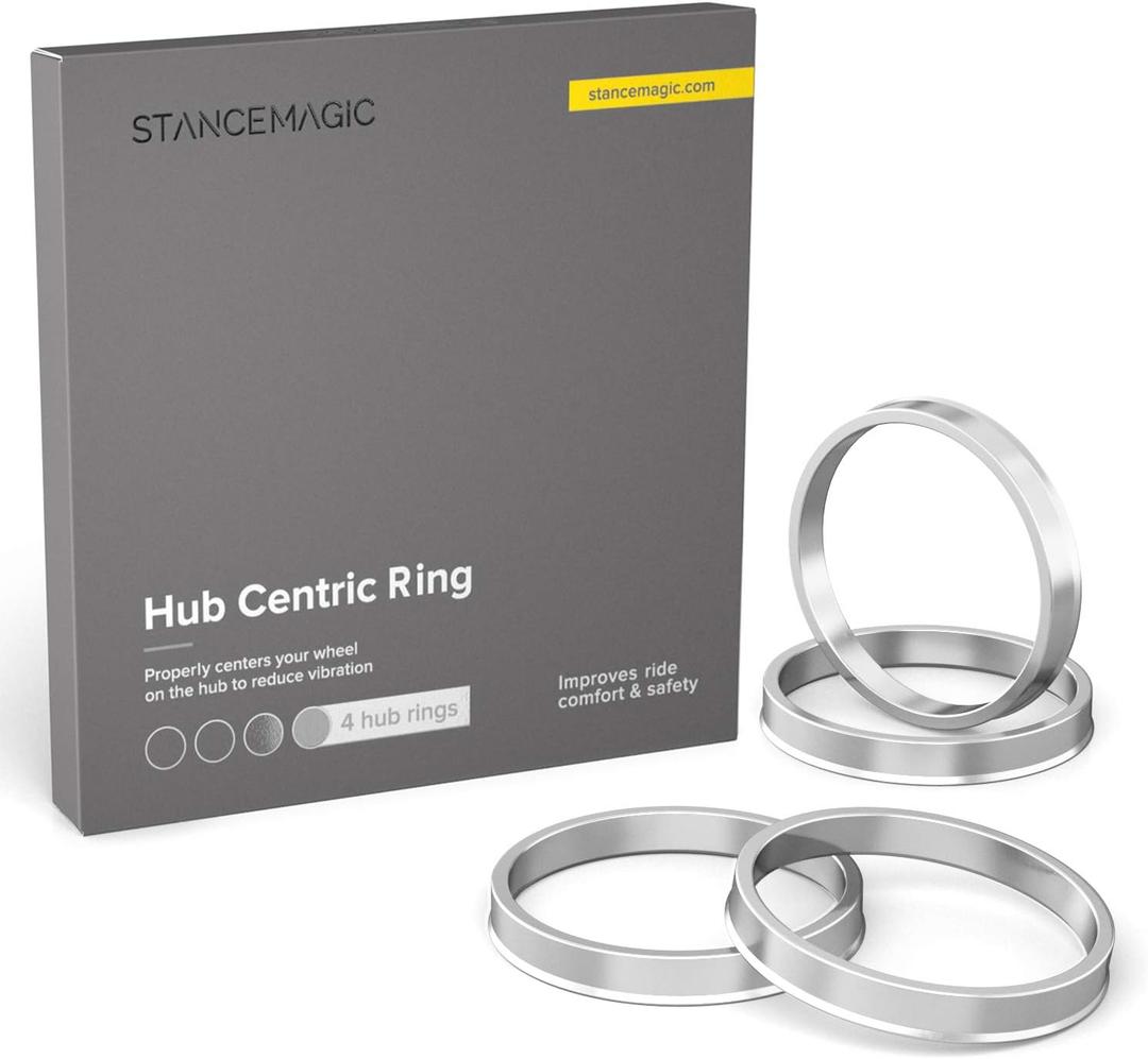 STANCEMAGIC Hubcentric Rings (Pack of 4) - 64.1mm ID to 66.1mm OD - Silver Aluminum Hubrings - Only Fits 64.1mm Vehicle Hub and 66.1mm Wheel Centerbore - Compatible with Honda Acura