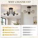 KoKo&Yukina 6-Light Modern Semi Flush Mount Ceiling Light Fixture Mid Century Ceiling Light Globe Ceiling Light with Clear Glass Shade Matte Black Finish for Bedroom Hallway Dining Room Living Room