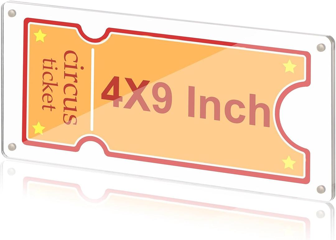Acrylic Ticket Stub Display 4x9 Inch Clear Ticket Stub Holder Ticket Stub Organizer Ticket Stub Frame Ticket Protector Double Sided for Collectors Display Protect Movie Concert Play Show Ticket (1)