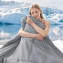 HYLEORY Cooling Comforter Queen Size - Summer Cooling Blanket for Hot Sleepers/Night Sweats, Double-Sided Cold Touch Silky Ice Comforters, Breathable Lightweight Beddings, Cool Gray, 90"x90"