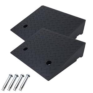 2 Pack 6'' Rise Rubber Curb Ramp Heavy Duty Loading Rubber Curb Ramps 3 Tons Driveway Ramp Car Slope Ramp for Loading Dock Bike Vehicle Warehouse Sidewalk Wheelchair (6" H)