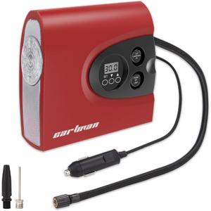 CARTMAN Tire Inflator Portable Air Pump for Car Tires, 12V DC Auto Tire Pump with Digital Pressure Gauge (Red)