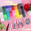 2 x 32000Pcs Resin Jelly Rhinestones for Bedazzling kit,40 Colors Bedazzler Kit, 3mm