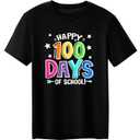 QAUN 100 Days of School Teacher Shirts for Men : 100th Days Graphic Tops Teacher Tshirt Teach Short Sleeve Tops (Black,Large)