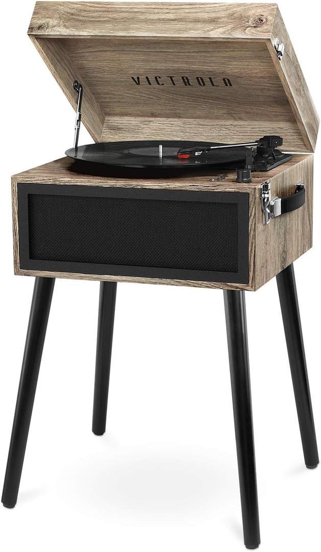 Victrola Liberty - Bluetooth Record Player  5-in-1 Turntable with Vinyl Stream, FM Radio, USB Playback, Built-in Speakers, Use as Stand or Tabletop Player (Farmhouse Oatmeal)