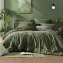 Monbix King Size Comforter Set, Olive Green King Bed Set Reversible, King Size Comforter Set 7 Pieces, Cationic Dyeing Bed in a Bag with Comforter, Sheets, Pillowcases & Shams
