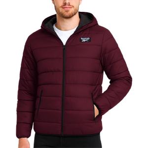 Reebok Mens Puffer Jacket - Lightweight Quilted Glacier Shield Plus Size Puffer Jackets for Men - Insulated Mens Winter Coats (Medium, Classic Maroon)