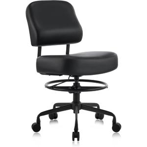 Pneumatic Swivel Rolling Saddle Stool 504 Kalea with Adjustable Foot Ring for Clinic SPA Tattoo and Home (Black, Backrest Add-on)