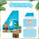 Blue Sea Number 4 Pinata, 16 Inch Hawaii Beach Theme Piñata for 4th Birthday Party Decorations with Stick, Blindfold and Confetti (Blue Sea 4 Pinata)