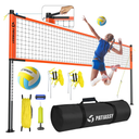Outdoor Portable Volleyball Net Set System for Backyard - Quick & Easy Setup Adjustable Height Poles, PU Volleyball, Pump and Carrying Bag