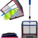 Pickleball Picker Upper 40+ Ball Capacity Hopper Holder, Foldable Basket with Telescopic Stainless Steel Handle, Quick Pickup No Bending Ball Retriever Collector, Portable for Court Training