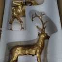 DN DECONATION 2PCS Reindeer Christmas Decoration Xmas Gold Reindeer Resin Christmas Figurines, Deer Statues for Winter Home Decor Tabletop Mantle & Holiday Decor Indoor