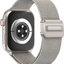 Pure Titanium Milanese Loop Compatible with Apple Watch Ultra 3/2/1 Bands 49mm 46mm 45mm 44mm for Men Women, Lightweight Metal Magnetic Strap for iWatch Band Series 11 10 SE 9 8 7 6 5 4