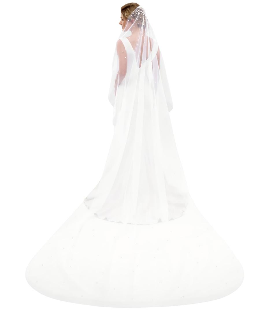 AierHuiOi Bridal Veil 1 Tier Pearl Ivory Wedding Veil With Metal Comb veils for women wedding 39 Inch (White)