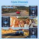Dash Cam Front and Rear Inside,3 Channel Car Dash Camera,1080P HD Car Dashcam Video Recorder with 32GB Card,Super Night Vision,G-Sensor Motion Detection,WDR,24H Parking,Loop Recording