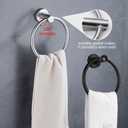 2pcs Matte Black Toilet Paper Holder and Towel Ring Set, Stainless Steel Hand Towel Holder and Towel Hanger with Hardware Pack