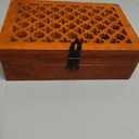 Samhita Mango Wood Decorative Wooden Box with Hinged Lid in Jali Carvings Used as Storage Box Christmas Gifts Items (9" x 6" x 3')