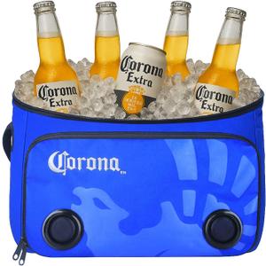 Corona Insulated Cooler with Speakers  Holds 36 Cans, Modern Floating Design, Super Portable Travel Bag, Durable Bluetooth Speaker for Parties, Festivals, Boats, Beaches