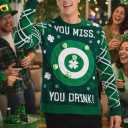 Tipsy Elves St. Patricks Day Game Sweater - Funny Interactive Party Pullover with Toss Game (Green, XXXL)