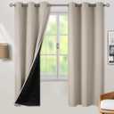 BGment Thermal Insulated 100% Blackout Curtains for Bedroom with Black Liner, Double Layer Full Room Darkening Noise Reducing Grommet Curtain (42 x 72 Inch, Cashmere, 2 Panels)