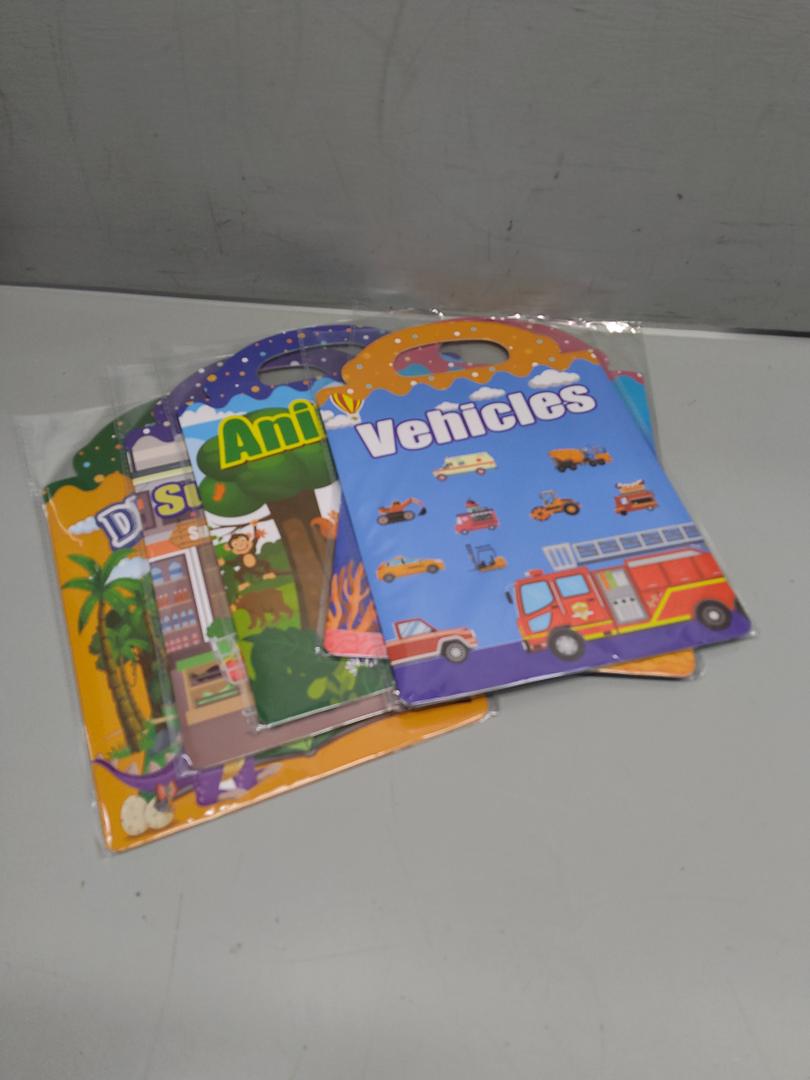 5 Sets Reusable Sticker Books for Toddlers 2-4 Years, Jelly Sticker Activity Books for Kids, Travel Toys for Toddlers Ages 2+ Girls & Boys