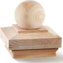Hosuly 1 Pcs 4x4" (Actual 3 x 5/8) Fence Wood Post Cap Cedar Ball Finial Newel Post Caps for Outdoor Wooden Fences Garden Mailboxes Decks (Classic Style)