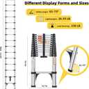 DEZEX 16.5FT Telescoping Ladder, Lightweight Extension Ladder with 2 Triangle Stabilizers & 2 Hooks, Dual Locking Mechanism Design Collapsible Telescopic Ladder for Home, Outdoor, RVs