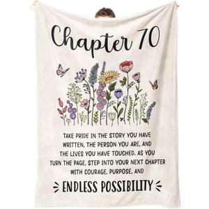 Afterprints 70th Birthday Gifts for Women, Chapter 70 Birthday Blanket, 70 Year Old Bday Gift for Woman, Mom, Friend, Sister, 70th Birthday Decorations, Turning 70 Throw Blankets 50'' x 60''