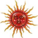 TICKCACY 33" Metal Sun Wall Art Decor, Large Sun Face Wall Art Decoration for Indoor Outdoor, Metal Wall Hanging for Living Room Bedroom Farmhouse Yard Fence Patio Garden