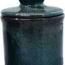 Pottery Butter Keeper Crock - Ceramic Butter Dish with Water Line for Countertop, Keep Butter Fresh, Blue