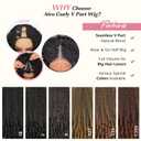 EINAEY Afro Curly V Part Wig, 1B 24" Synthetic Kinky V Part Wig, 180% Density Afro V Part with Curly Ends Wear and Go Glueless No Leave out Clip in
