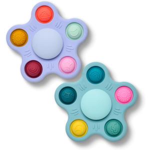 Silicone Suction Cup Spinner Toy for Babies&Toddlers Food-Grade Safe & Fun Sensory Toy for Teething & Play Perfect Baby Bath, High Chair & Travel Toy, Ideal Baby Gift (Sky Style)