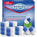 KIISIISO Toilet Bowl Cleaner Tablets, 12 PACK Commercial Household Bathroom Cleaners, Automatic Toilet Tank Cleaners Deodorizers(Blue and White)