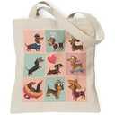 TOTEUSVIA Dachshund Gifts for Women Tote Bag, Dachshund Dog Lover Reusable Canvas Bag for Shopping Beach Travel