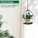 Hanging Planter for Indoor Plants, Black Plant Hanger Indoor with Sturdy Wood Base, Modern Boho Macrame Plant Hanger for 3-5.5 Inch Pot, Hanging Wall Ceiling Window Home Decor (Pots Not Included)