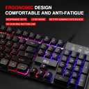 Rii RK100+ Multiple Color Rainbow LED Backlit Large Size USB Wired Mechanical Feeling Multimedia PC Gaming Keyboard,Office Keyboard for Working or Primer Gaming,Office Device