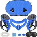 7 in 1 Silicone Cover Set Compatible with Meta Quest 3S, VR Accessories for Oculus/Meta Quest 3S Skins and Wraps, Includes Controller Grips Cover, Face Cover, Lens Protector Cover, Honeycomb Blue