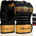 MoneyFyte Crown MMA Gloves for Men & Women Martial Arts Punching Bag Gloves, UFC Grappling Fighting & Kickboxing Gloves Pre-Curved Half Finger Boxing Sparring Glove