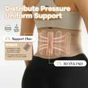 3D Lumbar Pad Back Brace for Lower Back Pain Relief, Breathable Back Support Brace for Men Women Ultra-thin Lower Back Support Belt for Sciatica Slipped Disc, Skin Color, XL(Waist:36"-43")