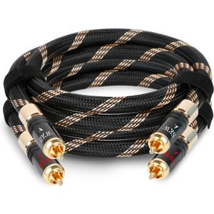 SKW Audiophiles Lock RCA Cable 2RCA Male to 2RCA Male HiFi System Interconnect Cable with Diameter 8mm 1.6ft/0.5M