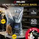 14" x 24" Heavy-Duty Large Zip Plastic Bags, 50 Count | 8 Mil Extra Thick Clear Reclosable Poly Bags, Waterproof Resealable for Clothes, Hardware, Tools