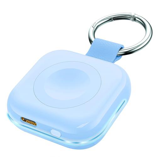 HUOTO Charging Adapter, 1200mAh Battery Powered Portable Wireless Charger for Apple Watch Series 9/8/7/6/SE/5/4/3/2/1 Ultra, Keychain USB-C Charger, Gifts for Women Man