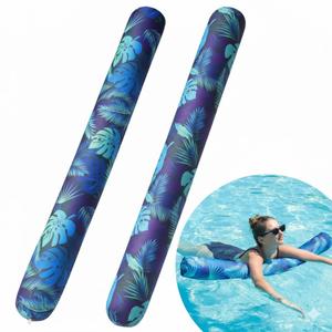 XLYLKS 2 Pack Inflatable Swim Pool Noodles, Premium Fabric-Covered Swim Floats for Adults, 56 '' Swimming Pool Noodles for Floating, Adults Pool Accessories for Ocean, Lake, Beach