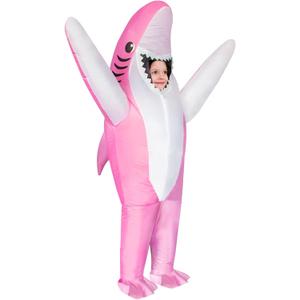 Inflatable Shark Costume Kids, Blow up Shark Costume for Kids Funny Costumes for Halloween Party Gift (Pink, 6-12 Yrs)