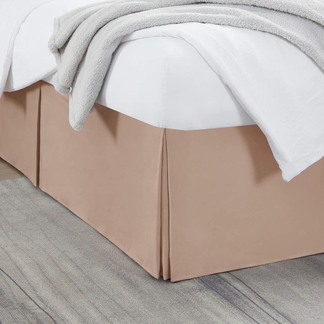 Nestl Taupe Full Bed Skirt - Full Size Bed Skirt 14 Inch Drop - Brushed Microfiber Bed Skirts - Hotel Quality Pleated Bed Skirt - Shrinkage & Fade Resistant