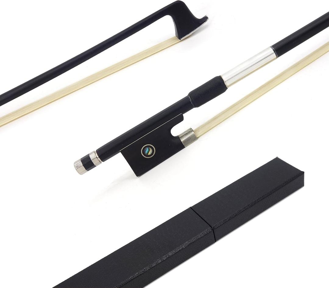 JinQu Carbon Fiber Violin Bow, Anti-Deformation, Durable and well balanced, Made with bouncy Mongolian Horse Hair, For Professional, Beginner, Adults, Kids Violins Practice (1/ 4)
