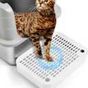 Cat Litter Box Ramp Mat with Filter Function, Cat Step Pedal Stool for Self-Cleaning Litter Box, Easy to Clean, Ideal for Kitten & Elderly Cats (White)